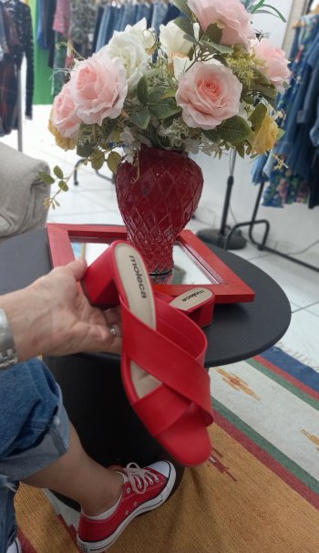 Tamanco vermelho salto  bloco 37