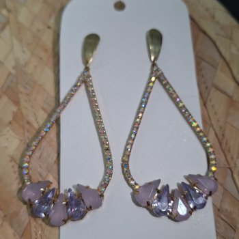 Brinco Gota grande com cristais